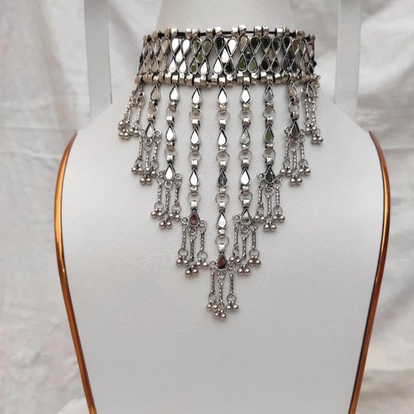 Tribal Mirror Choker Necklace, Ethnic Choker Necklace For Women, Gift For Her - Picture 1 of 10